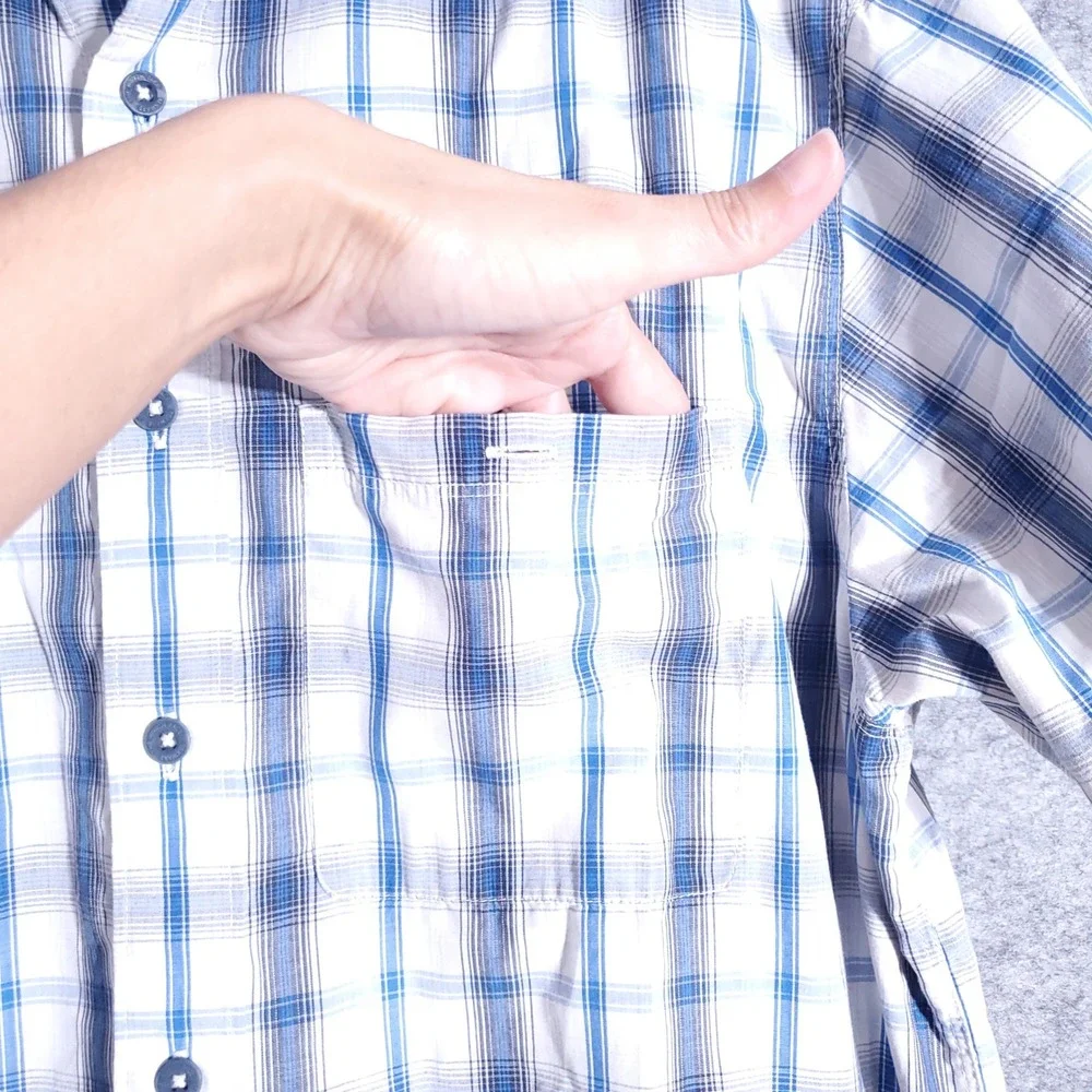 The North Face Button Up Shirt Mens‎ L Plaid Short Sleeve Casual Outdoor Hiking